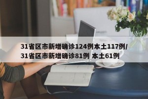 31省区市新增确诊124例本土117例/31省区市新增确诊81例 本土61例